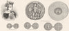 HENRY VI. Seal; Penny; Half-Groat;  1845 old antique vintage print picture