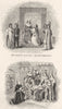 EDWARD IV. & his Ct; Earl Rivers presenting Caxton 1845 old antique print