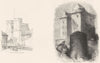 KENT. West gate, Canterbury; Borthwick castle 1845 old antique print picture