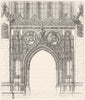 CAMBS. Door, King's College Chapel, Cambridge 1845 old antique print picture