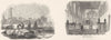 LONDON. Lambeth Palace, River; Chapel 1845 old antique vintage print picture