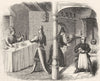 FOOD. Dining room & Kitchen  1845 old antique vintage print picture