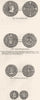 HENRY VII COINS. Groat; Perkin Warbeck's; Penny 1845 old antique print picture