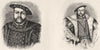 CAMBRIDGE. Henry VIII(Holbein, Trinity College);  1845 old antique print