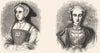 ROYALTY. Queen Jane Seymour(Holbein); Anne of Cleves 1845 old antique print