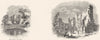 SURREY. Wolsey's Tower, Esher; ruins, Leicester Abbey 1845 old antique print