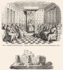 LONDON. Edward VI & council 1551, Old Somerset House 1845 antique print