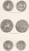 KINGS. Gold Sovereign of Edward VI; Crown; Shilling 1845 antique print