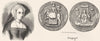 ROYALTY. Queen Mary(Holbein); Seal of; (Vespasian) 1845 old antique print