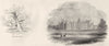 CAMBS. Sidney's tree; North Burghley House 1845 old antique print picture