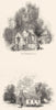 WARCS. Charlecote Church; Bishopton Chapel 1845 old antique print picture
