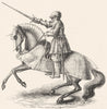 MILITARIA. Suit of Armour with Lamboys 1845 old antique vintage print picture
