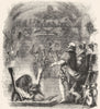 CHRISTMAS. Invites neighbours with bagpipe & drum 1845 old antique print