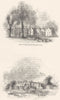 WARCS. Charlecote house, Ave; Avon 1845 old antique vintage print picture