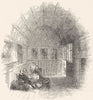 WARCS. Hall in Stratford College 1845 old antique vintage print picture