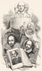 PORTRAITS. Portraits of Shakspere 1845 old antique vintage print picture