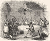 PIGS. Bringing, Boar's Head, Christmas 1845 old antique vintage print picture