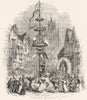 SOCIETY. Pole before St Andrew Undershaft 1845 old antique print picture