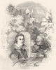HAWTHORNDEN. Drummond-(Cornelius Jansen)-  1845 old antique print picture