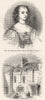 HANTS. Henrietta Maria; Portsmouth house Buckingham 1845 old antique print