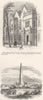 NEWCASTLE. Anderson's Place; Naseby Field Obelisk 1845 old antique print