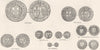 COMMONWEALTH COINS. Inc Crown; Shilling; Sixpence 1845 old antique print