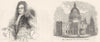 LONDON. Christopher Wren; NE St Paul's Cathedral 1845 old antique print