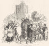 MILITARIA. Knight & Squire to stocks 1845 old antique vintage print picture