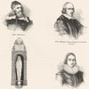 PORTRAITS. Inigo Jones; Harvey; Donne; Milton aged 19 1845 old antique print