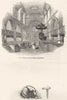 ST GILES. Chancel of , Cripplegate; Essex's Ring 1845 old antique print