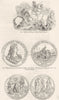 BOYNE. & Medals; Londonderry 1845 old antique vintage print picture