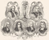 DRS. Tillotson, Hoadley, Stillingfleet; Rev Wesley 1845 old antique print