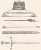 SCOTLAND. Regalia of; Sceptres; Sword State; Scabbard 1845 old antique print