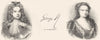 KINGS. George II, Autograph; Queen Caroline 1845 old antique print picture