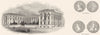 OXFORD. Taylor Inst; George II Shilling, Hapenny 1845 old antique print