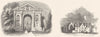 OXFORD. Botanical Garden; Queen's College, 16thC 1845 old antique print