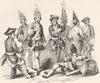 MILITARY COSTUME. George II's time 1845 old antique vintage print picture