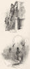 TRADES. Lamplighter; Footman with flambean 1845 old antique print picture