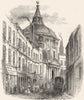 WARCS. College, Warwick Lane, in 1841 1845 old antique vintage print picture