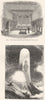DEVON. Eddystone lighthouse; Vestry, St Mary-le-Bow 1845 old antique print