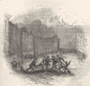 SOCIETY. Foot-ball in the Strand 1845 old antique vintage print picture