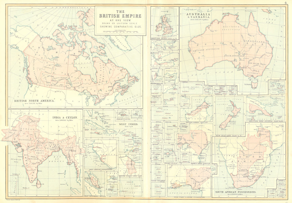 BRITISH EMPIRE. showing all colonies & dominions. BLACKIE 1893 old antique map