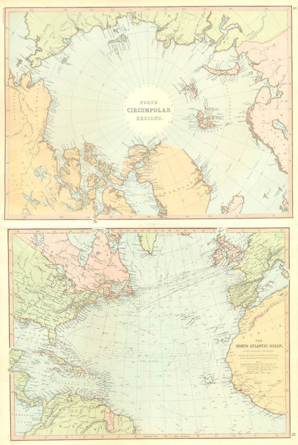 ARCTIC OCEAN. North Circumpolar region. North Pole. Greenland.BLACKIE 1893 map