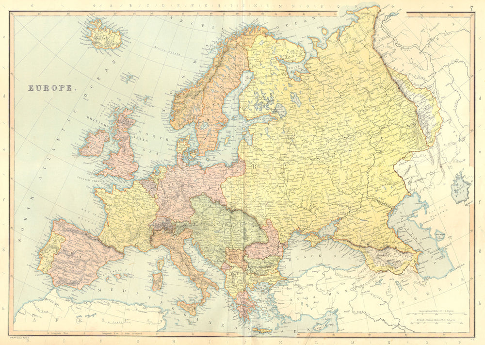EUROPE POLITICAL. Shows independent Georgia. Austria-Hungary. BLACKIE 1893 map