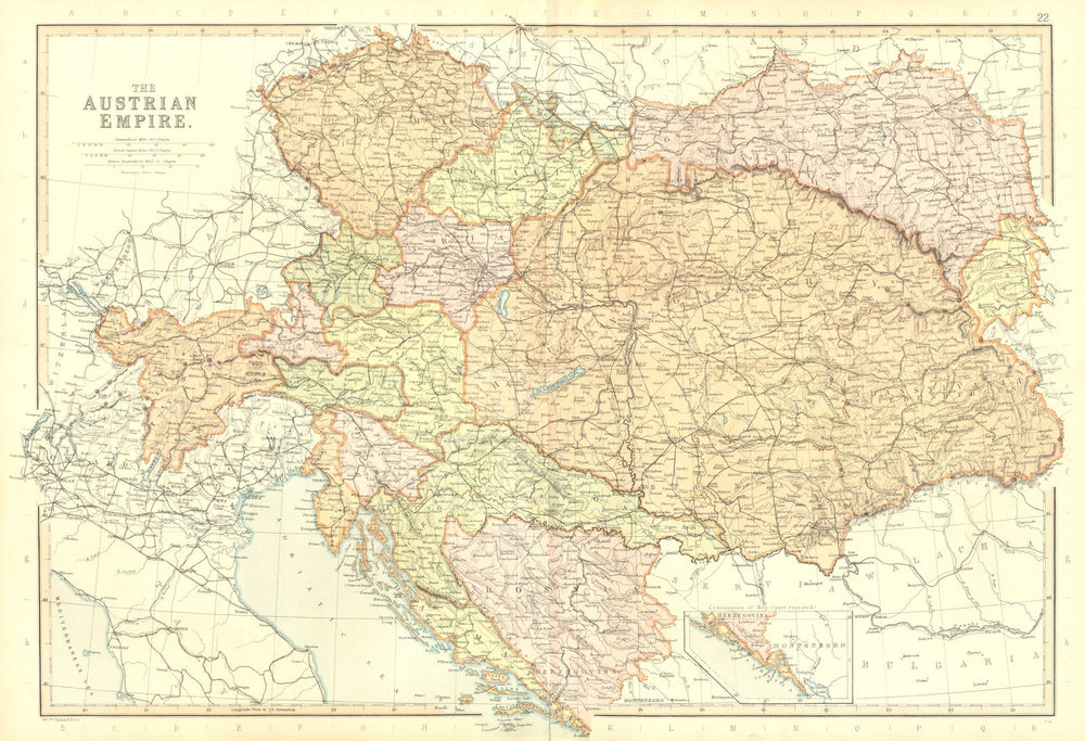 AUSTRIAN EMPIRE. Austria-Hungary Czech Slovakia Croatia.BLACKIE 1893 old map