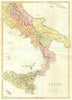 ITALY SOUTH. Shows railways. Scale Italian Miles Post Leagues.BLACKIE 1893 map