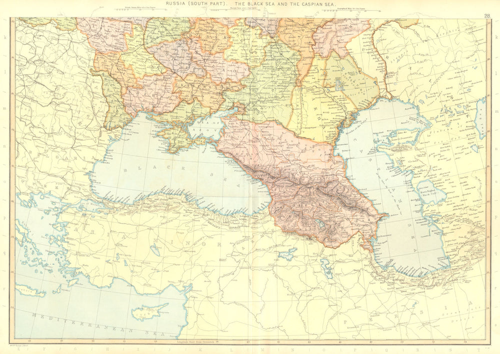 CAUCASUS.South Russia."Don Cossacks" Ciscaucasia Georgia Baku.BLACKIE 1893 map