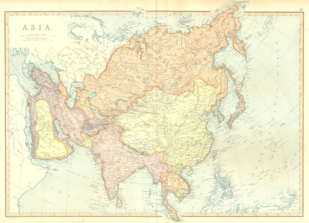 ASIA.Siam British India Belochistan Arabia China Japan Persia.BLACKIE 1893 map