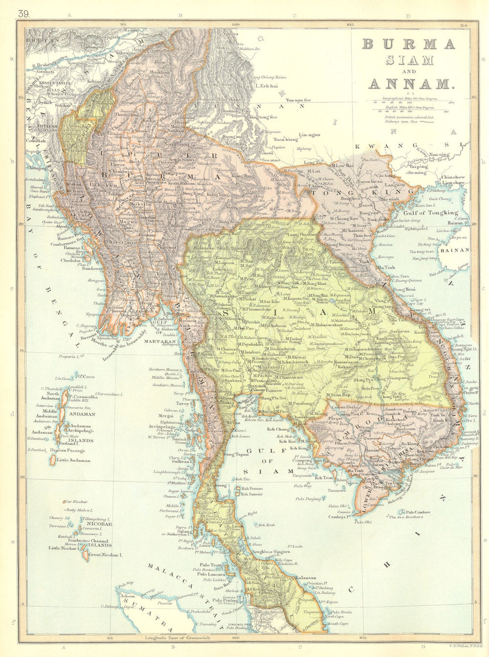 INDOCHINA. Burma Siam Tong King Cambodia Annam Cochinchina. BLACKIE 1893 map