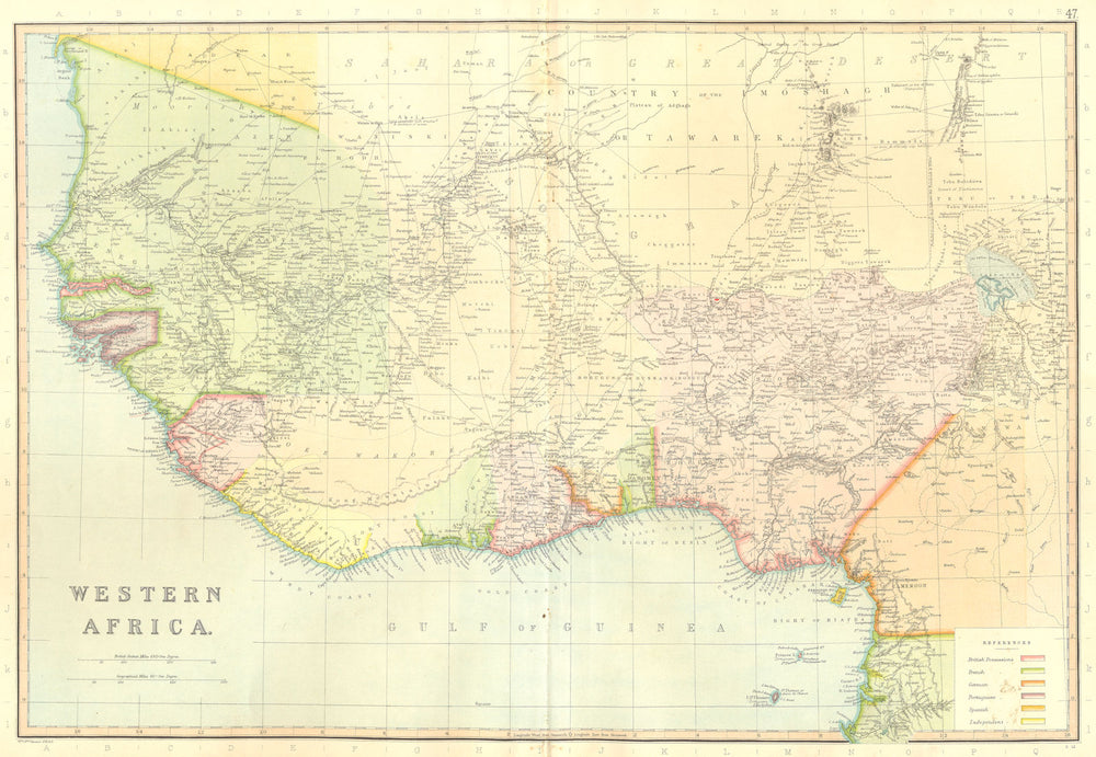 COLONIAL WEST AFRICA. Nigeria Ghana Togo Benin. BLACKIE 1893 old antique map